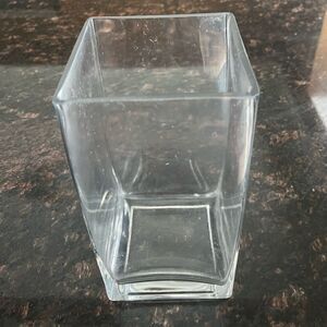 Beautiful, clear glass, rectangular flower vase, great condition, size 4 x 4”